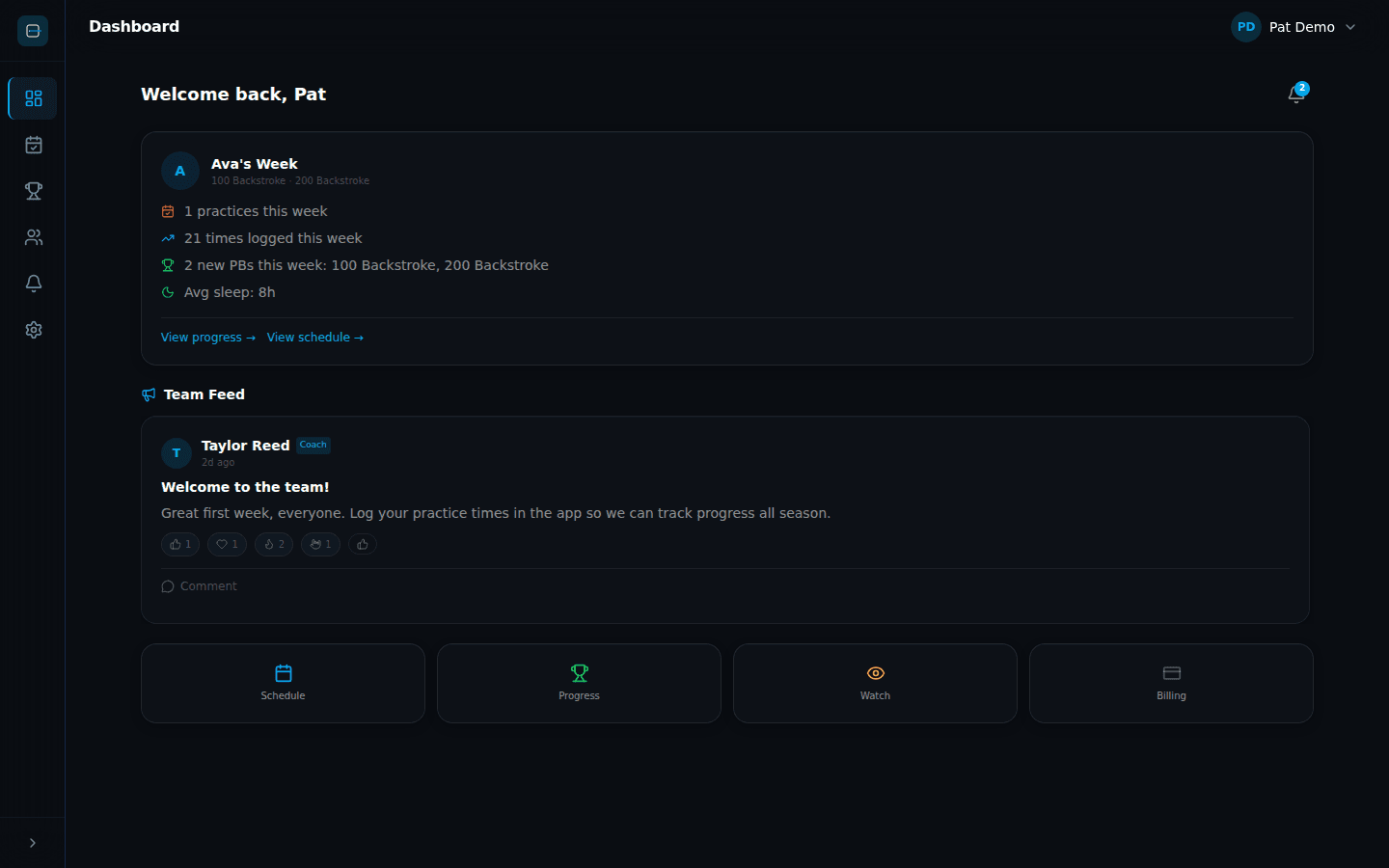 Parent dashboard view